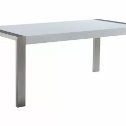 Beliani Mesa De Comedor Blanco/plateado 180 X 90 Cm ARCTIC I