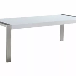Beliani Mesa De Comedor Blanco/plateado 220 X 90 Cm ARCTIC I
