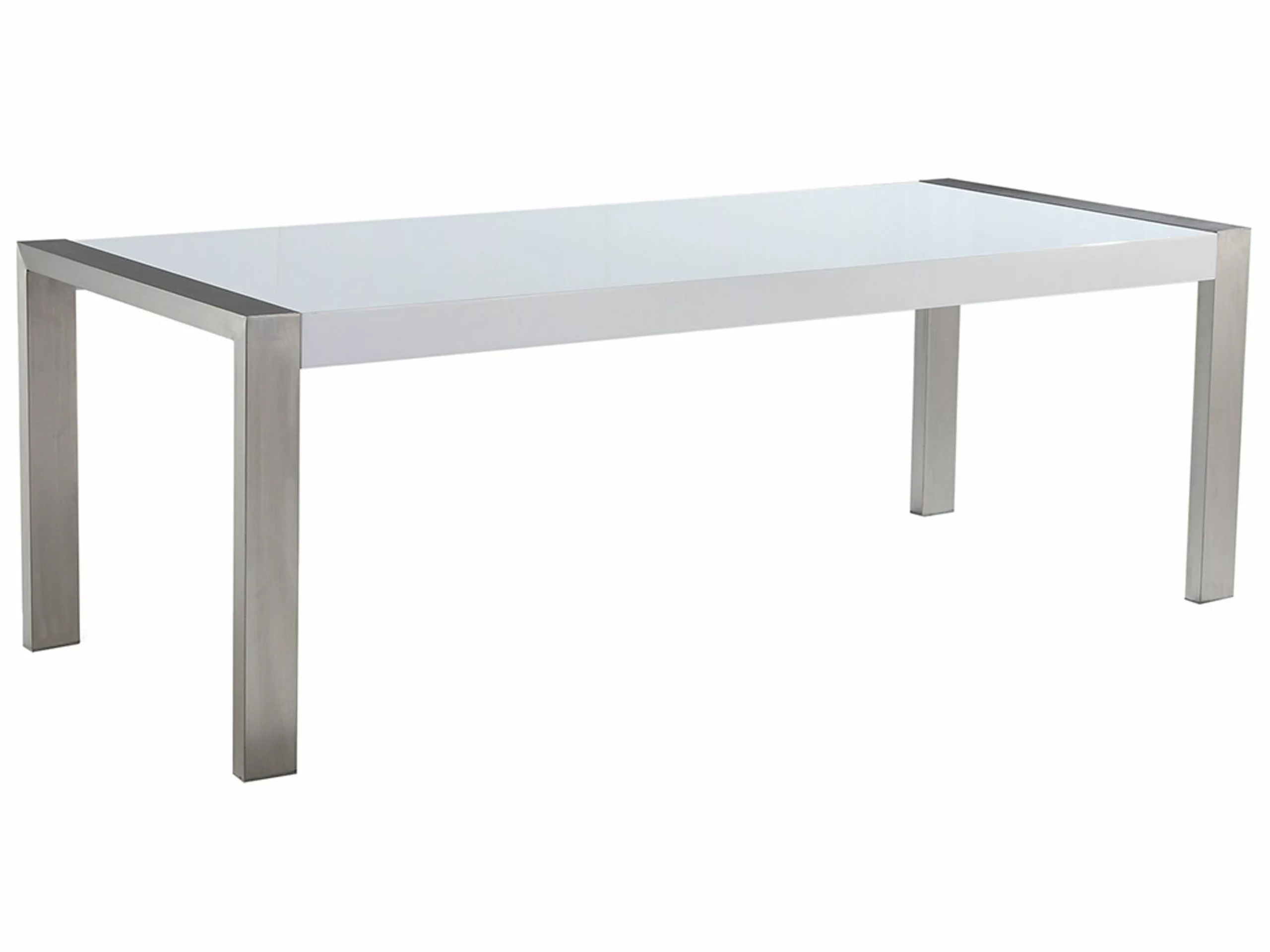 Beliani Mesa De Comedor Blanco/plateado 220 X 90 Cm ARCTIC I