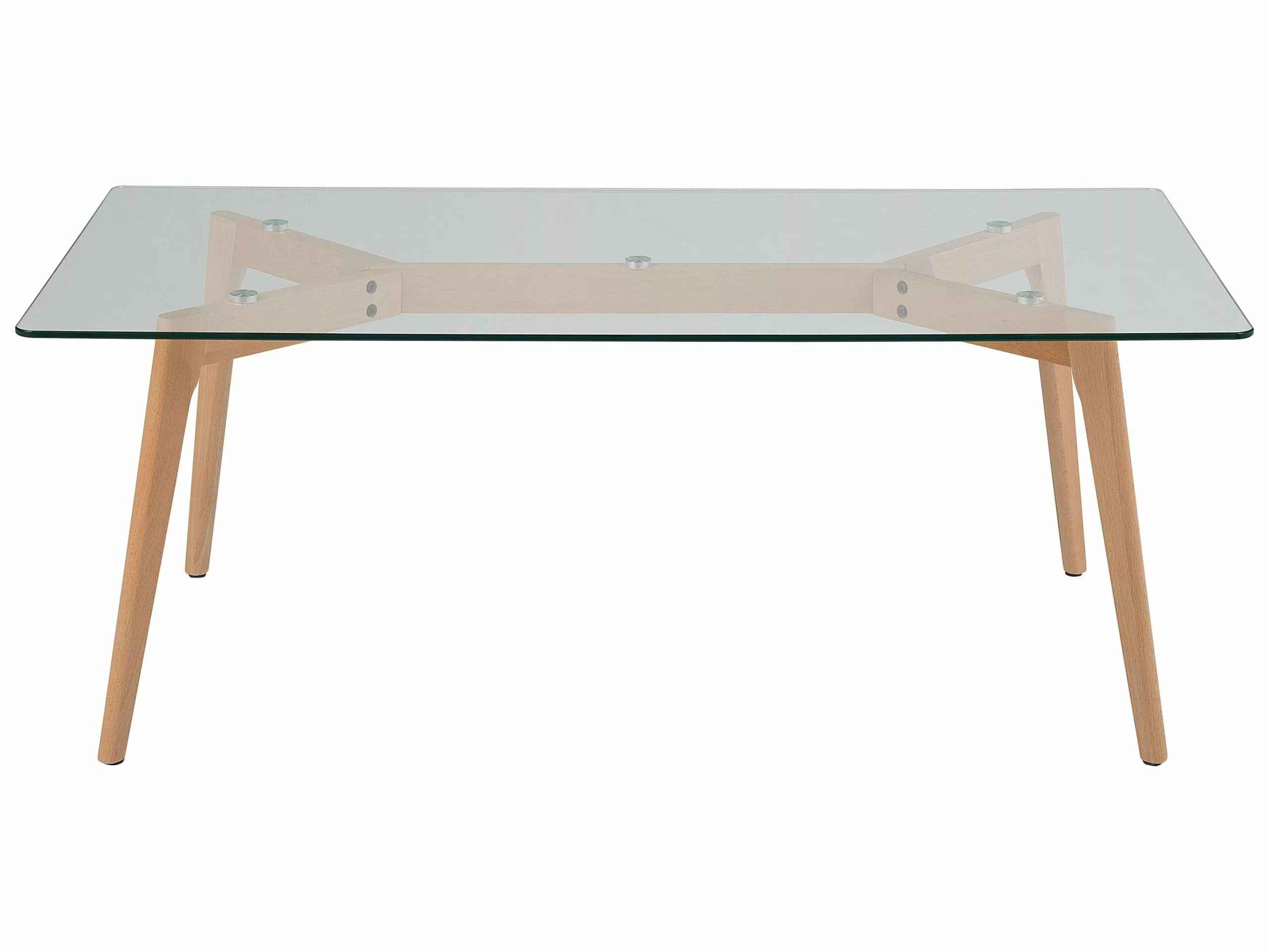 Beliani Mesa De Centro De Vidrio Transparente/madera Clara 120 X 60 Cm HUDSON - Imagen 4