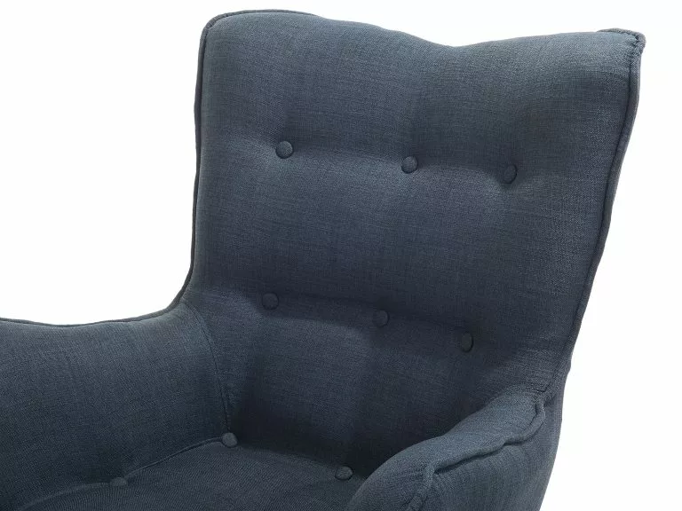 Beliani Sillón Tapizado Con Reposapiés Azul Marino VEJLE - Imagen 3