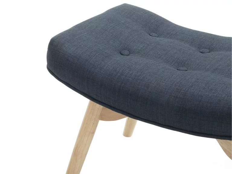 Beliani Sillón Tapizado Con Reposapiés Azul Marino VEJLE - Imagen 6