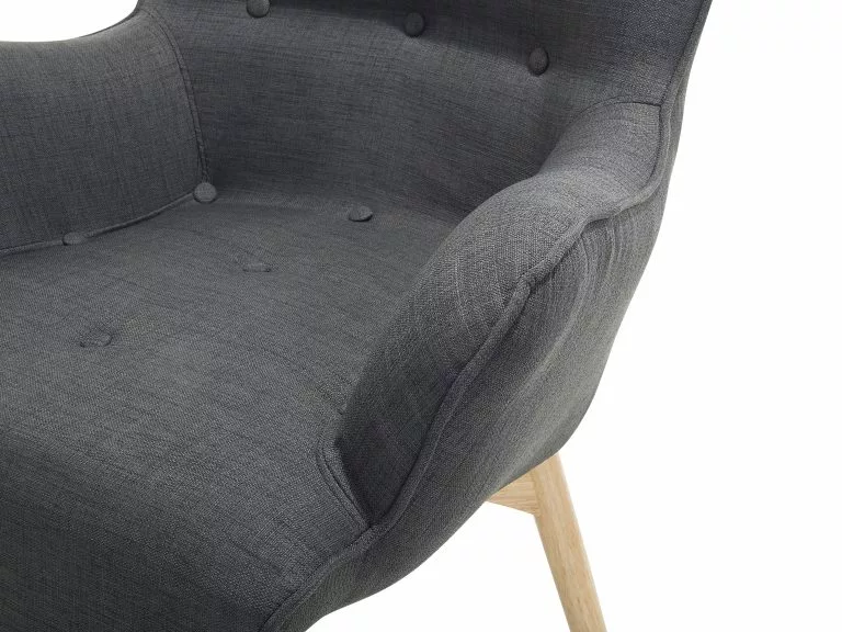 Beliani Sillón Tapizado Con Reposapiés Gris Oscuro VEJLE - Imagen 6