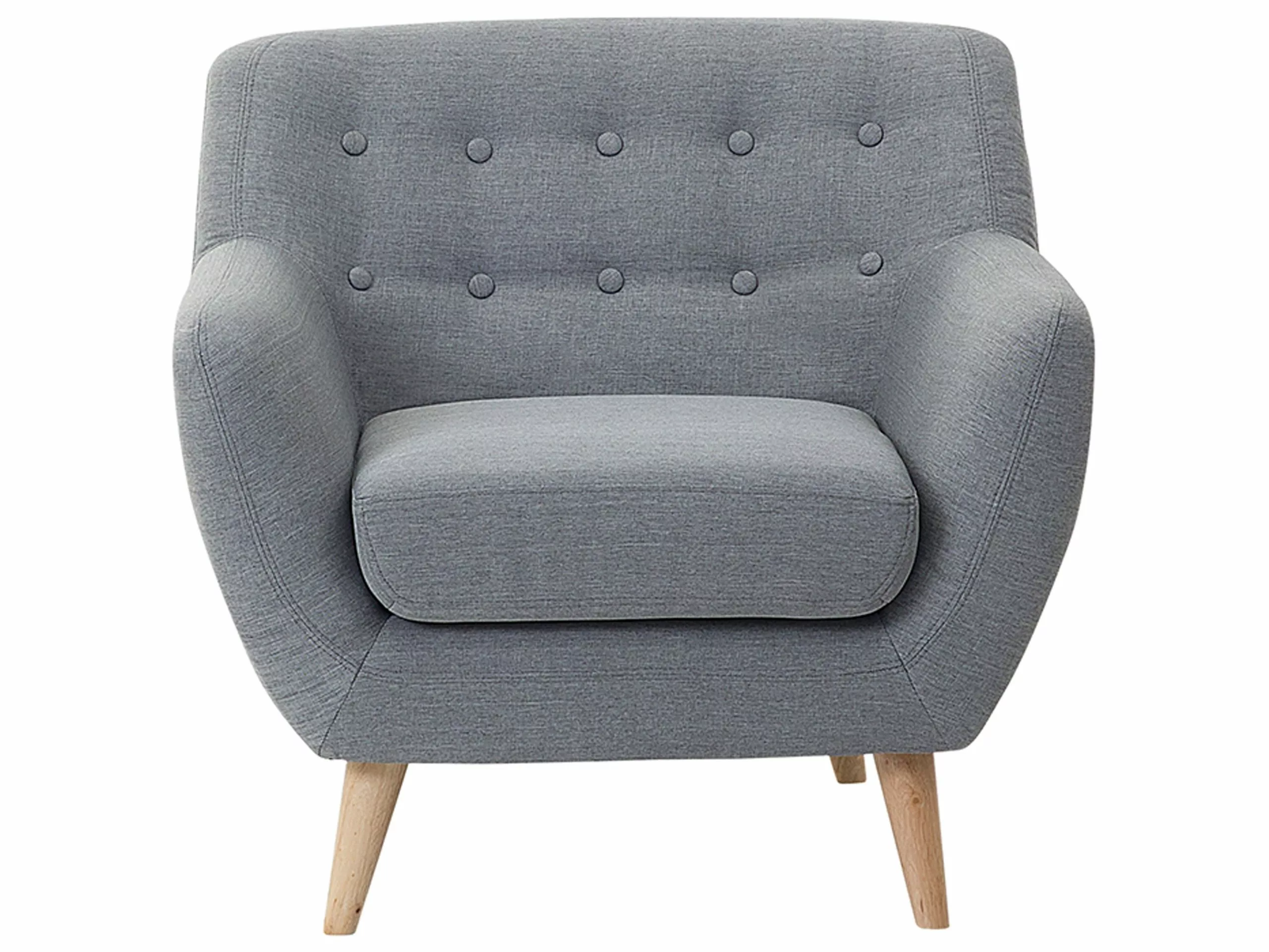 Beliani Sillón De Poliéster Gris/madera Clara MOTALA - Imagen 4
