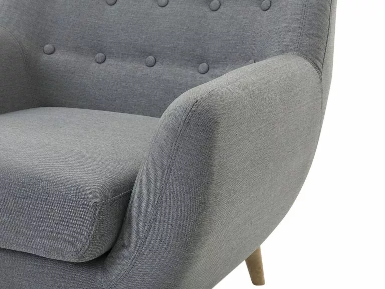 Beliani Sillón De Poliéster Gris/madera Clara MOTALA - Imagen 8
