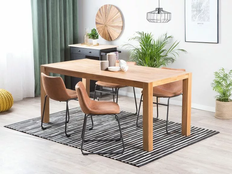 Beliani Mesa De Comedor De Madera De Roble Clara Varios Tamaños NATURA - Imagen 2