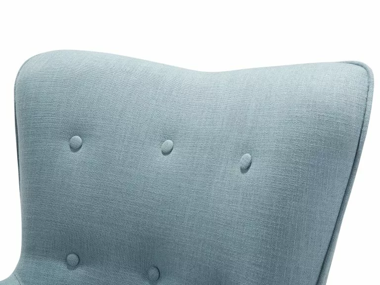 Beliani Sillón Tapizado Con Reposapiés En Azul VEJLE - Imagen 8