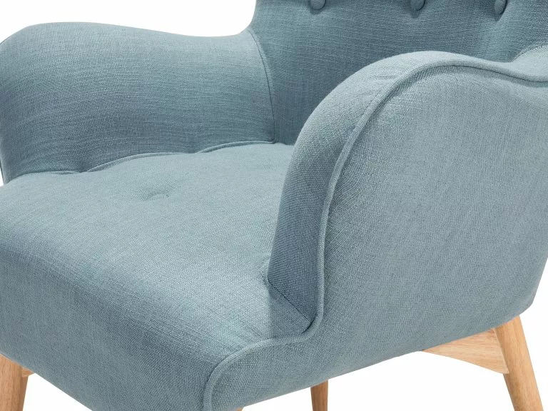 Beliani Sillón Tapizado Con Reposapiés En Azul VEJLE - Imagen 9