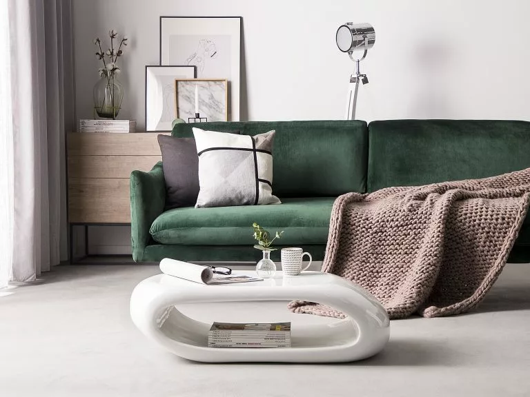 Beliani Mesa De Centro Blanca 70 X 51 Cm NESSUS - Imagen 2