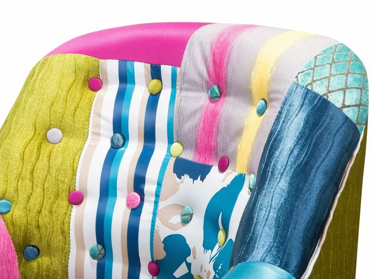 Beliani Sillón Patchwork Azul MANDAL - Imagen 8