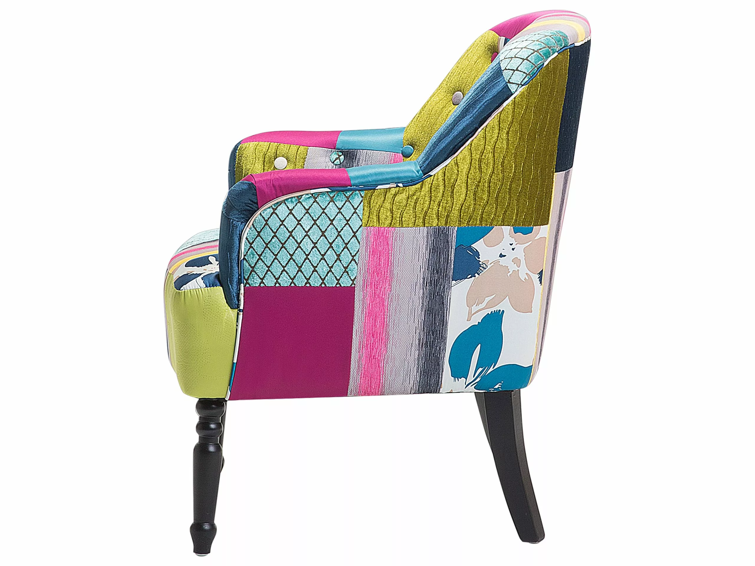 Beliani Sillón Patchwork Azul MANDAL - Imagen 4