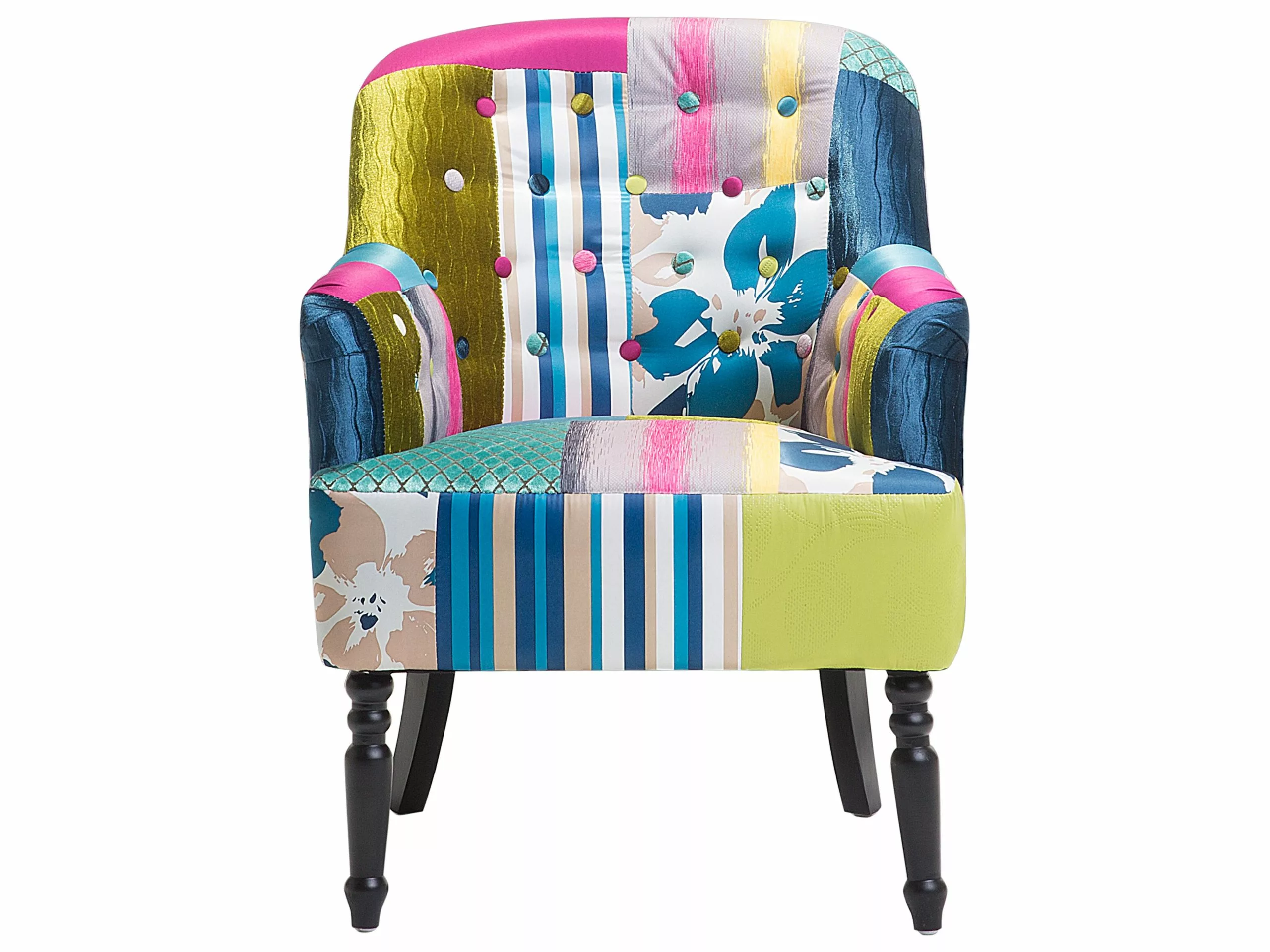 Beliani Sillón Patchwork Azul MANDAL - Imagen 3