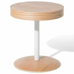 Beliani Mesa De Centro De Madera Maciza Clara/blanco ⌀ 40 Cm OREGON
