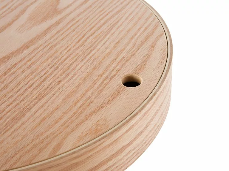 Beliani Mesa De Centro De Madera Maciza Clara/blanco ⌀ 40 Cm OREGON - Imagen 8