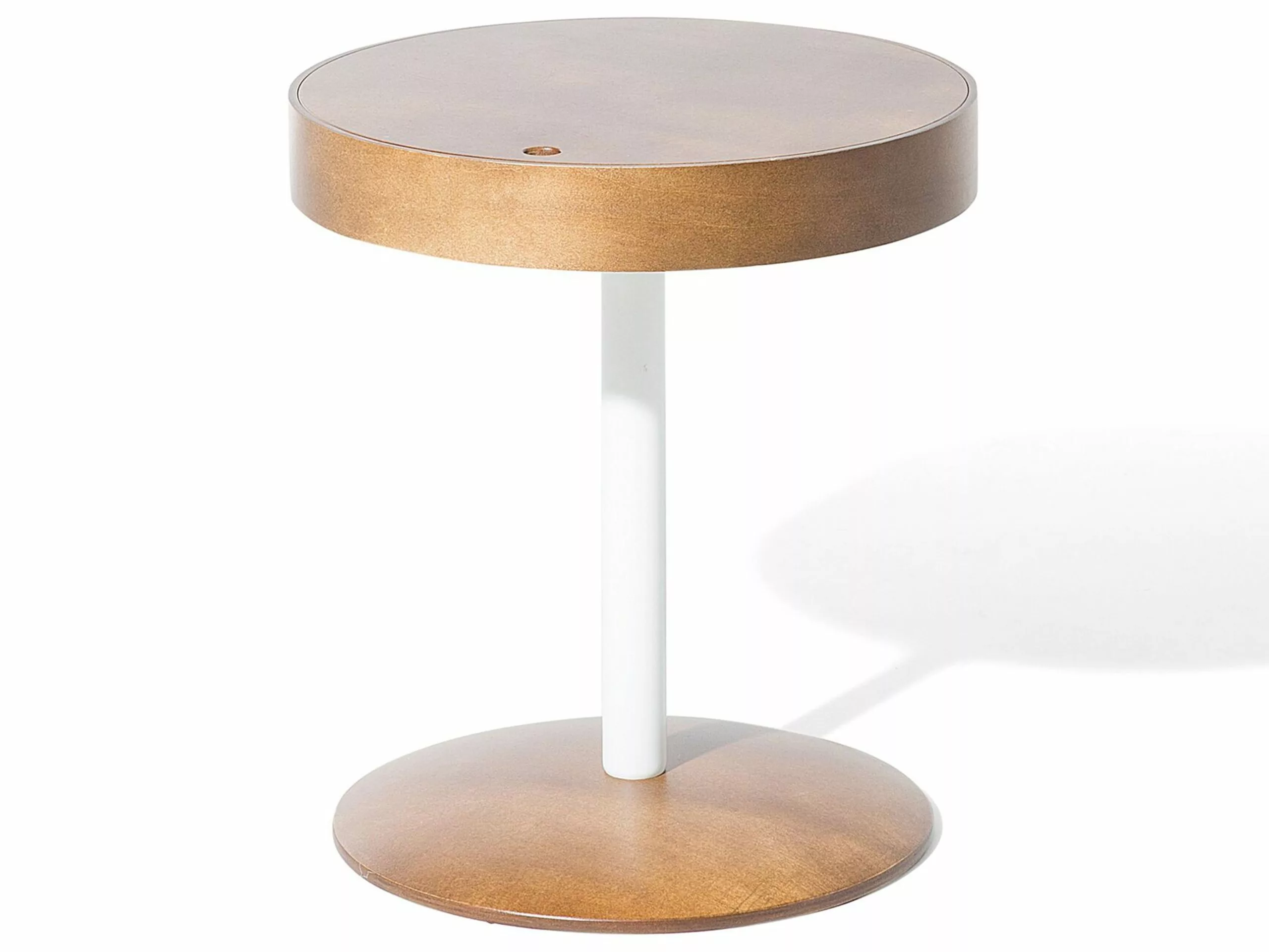 Beliani Mesa De Centro Madera Oscura/blanco ⌀ 40 Cm OREGON