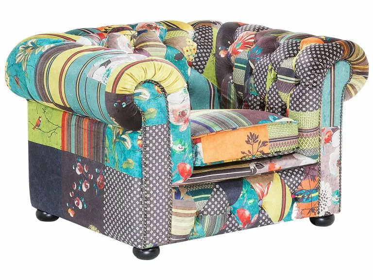 Beliani Sillón Verde/amarillo CHESTERFIELD