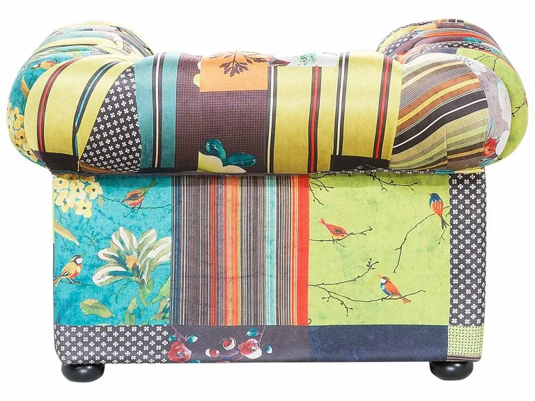 Beliani Sillón Verde/amarillo CHESTERFIELD - Imagen 4