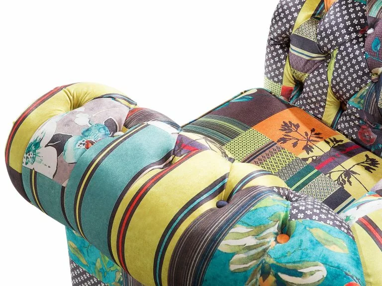 Beliani Sillón Verde/amarillo CHESTERFIELD - Imagen 7