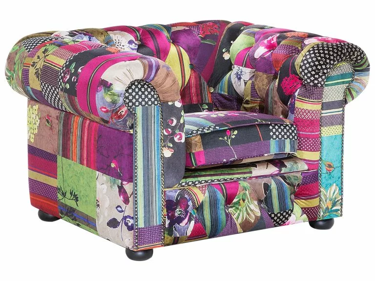 Beliani Sillón De Terciopelo Multicolor CHESTERFIELD