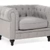 Beliani Sillón Tapizado Color Gris Claro CHESTERFIELD