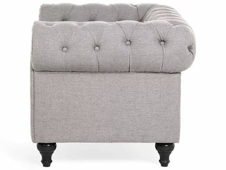 Beliani Sillón Tapizado Color Gris Claro CHESTERFIELD - Imagen 6