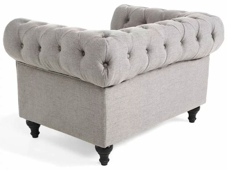 Beliani Sillón Tapizado Color Gris Claro CHESTERFIELD - Imagen 8