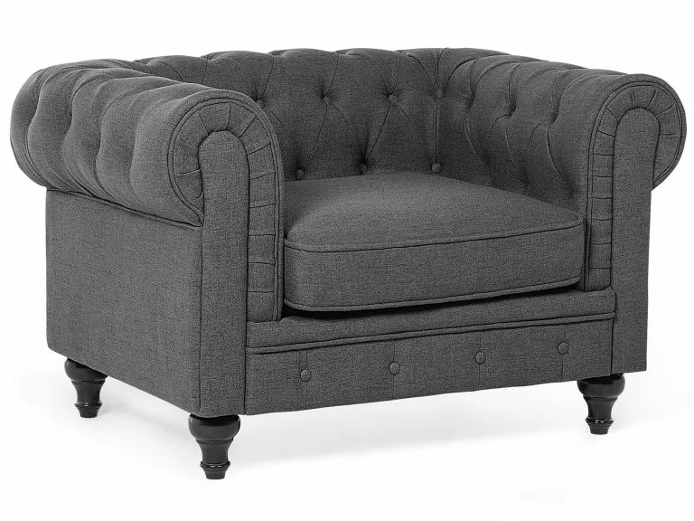 Beliani Sillón Tapizado Color Gris CHESTERFIELD