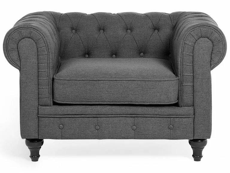 Beliani Sillón Tapizado Color Gris CHESTERFIELD - Imagen 5