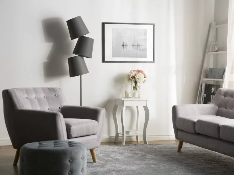 Beliani Sillón De Poliéster Gris/madera Clara MOTALA - Imagen 3