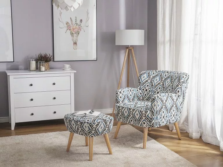 Beliani Sillón En Tejido Multicolor Con Reposapiés TUMBA - Imagen 2