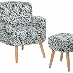 Beliani Sillón En Tejido Multicolor Con Reposapiés TUMBA