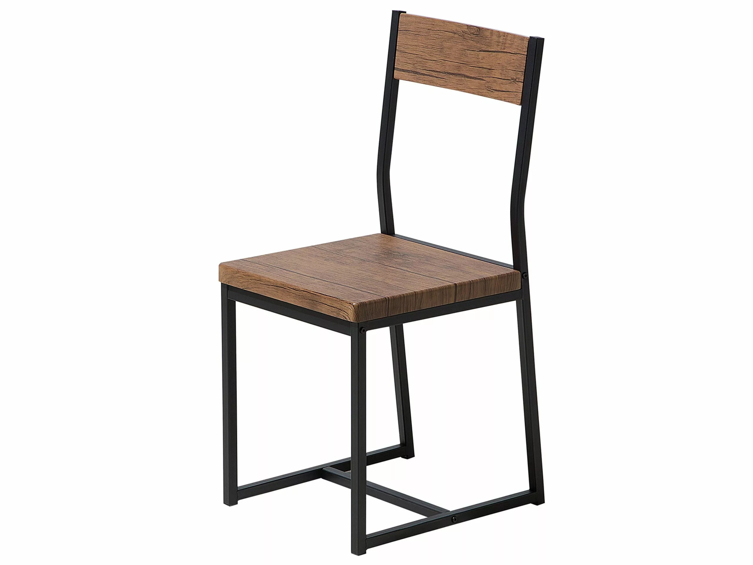 Beliani Conjunto De Comedor 6 Plazas Negro/madera Oscura LAREDO - Imagen 6