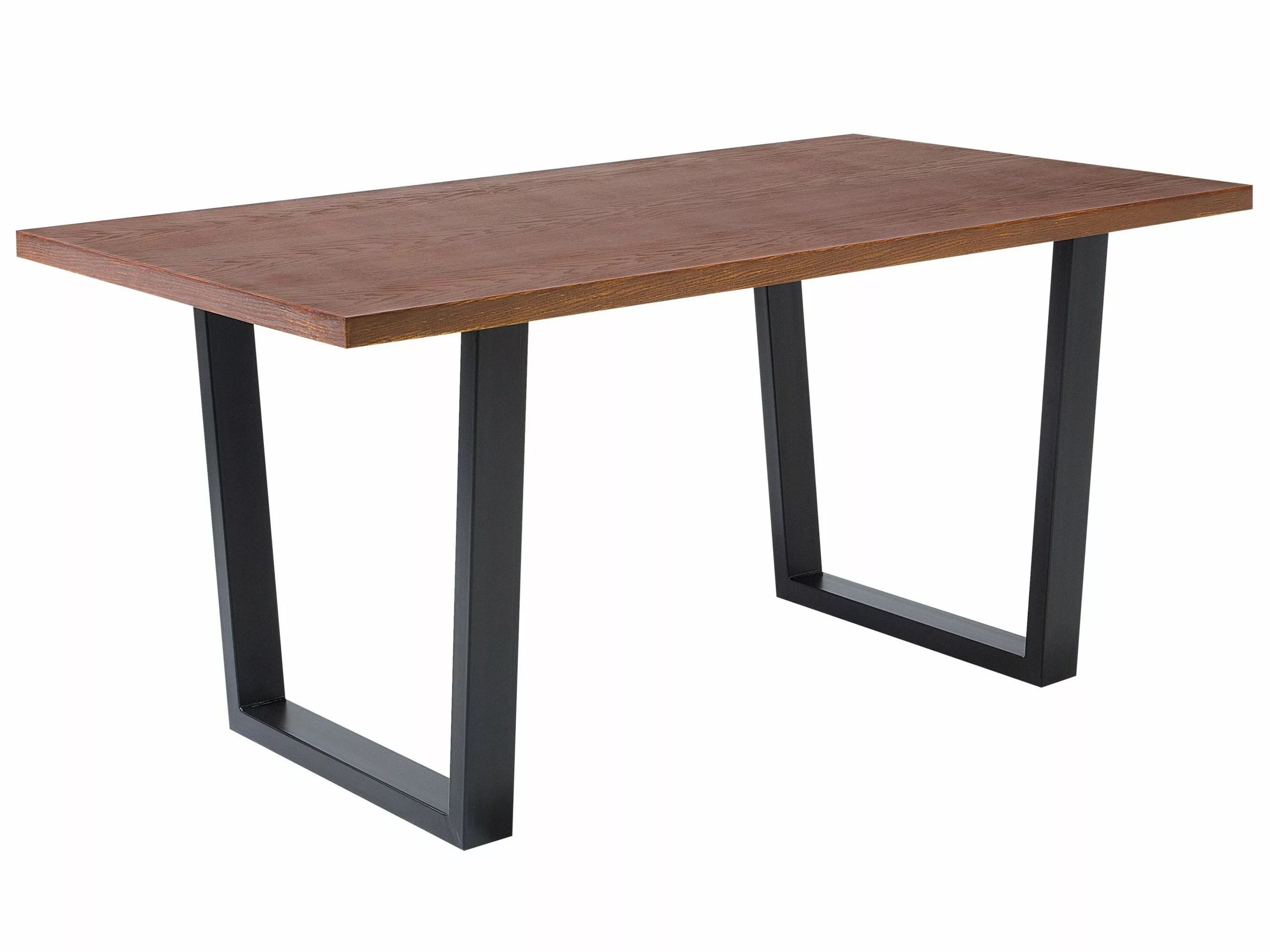 Beliani Mesa De Comedor Madera Oscura/negro 160 X 90 Cm AUSTIN