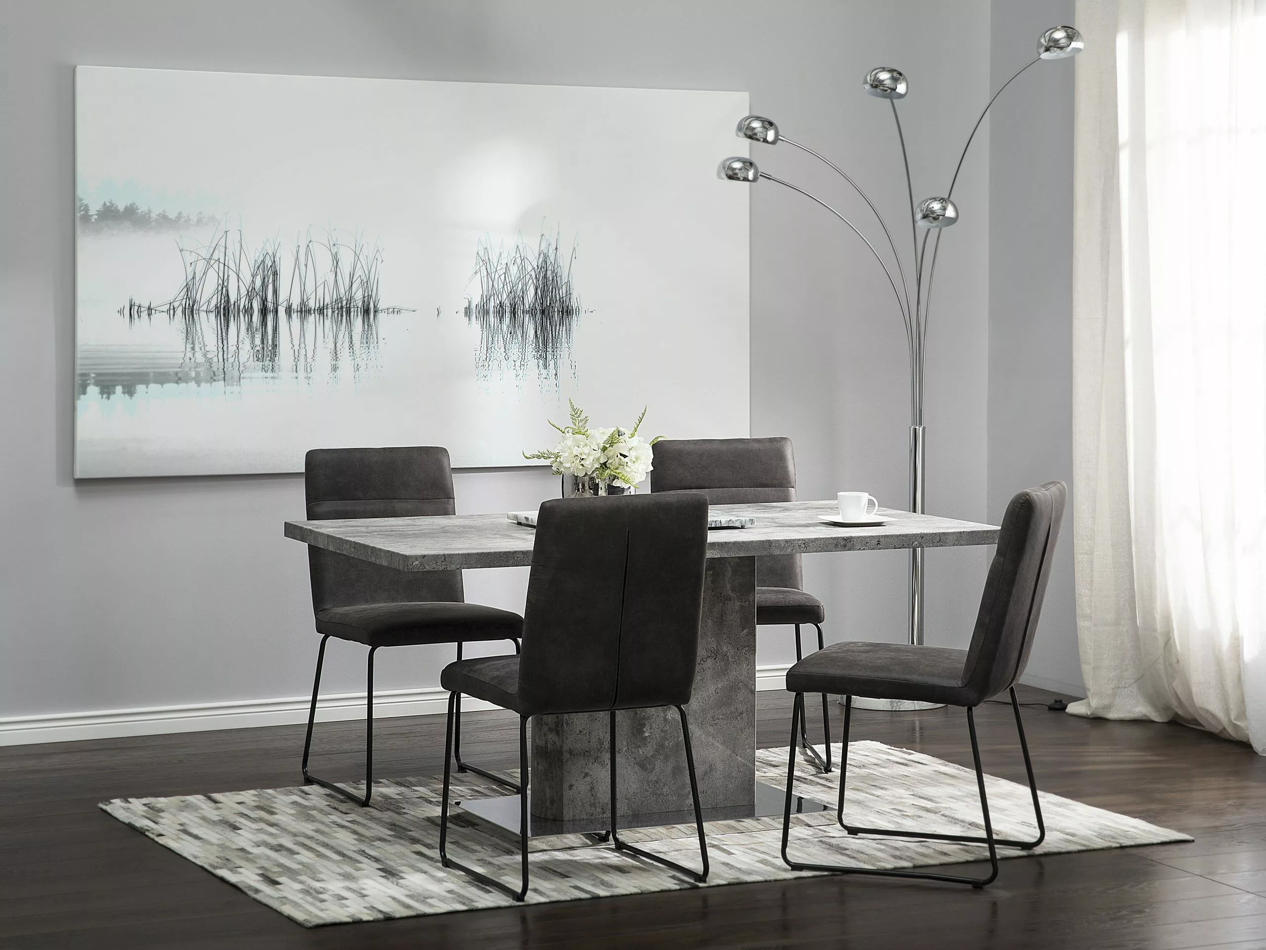Beliani Mesa De Comedor Gris 160 X 90 Cm PASADENA - Imagen 2