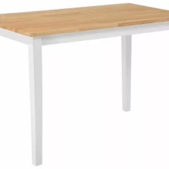 Beliani Mesa De Comedor De Madera De Caucho Clara/blanco Varios Tamaños GEORGIA