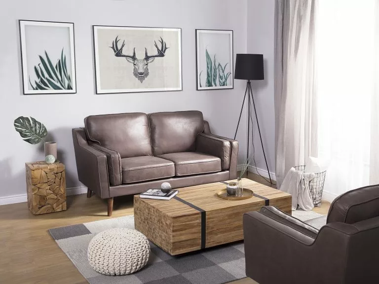 Beliani Mesa Auxiliar De Madera De Teca Clara 30 X 30 Cm NELSON - Imagen 3