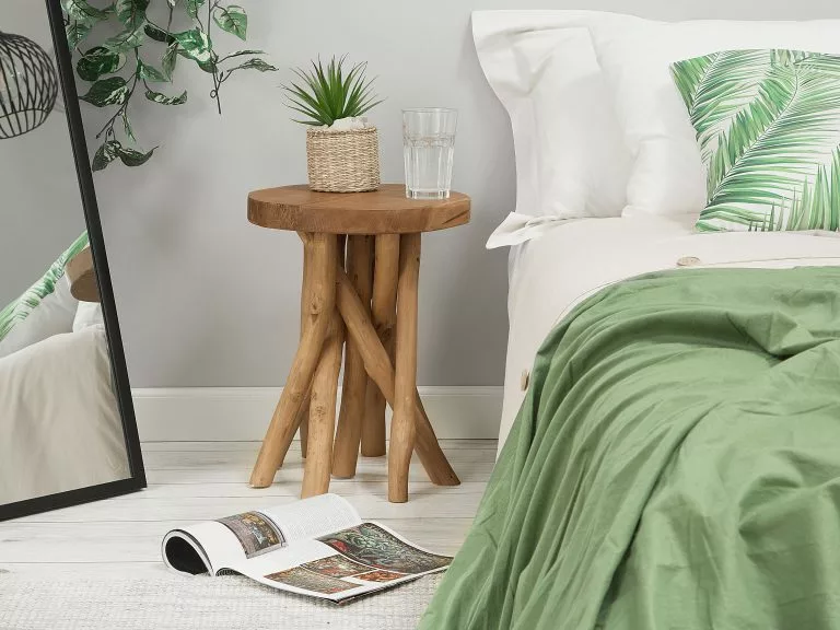 Beliani Mesa Auxiliar De Madera De Tecla Clara ⌀ 36 Cm MERRITT - Imagen 2