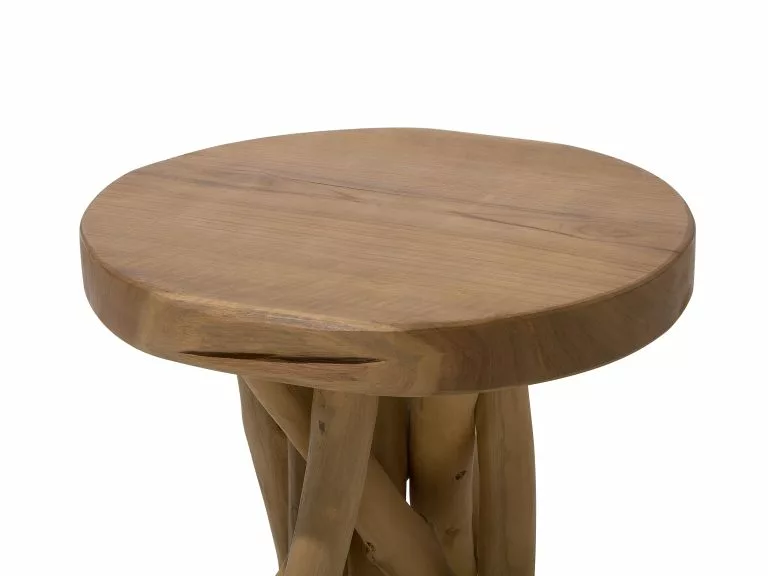 Beliani Mesa Auxiliar De Madera De Tecla Clara ⌀ 36 Cm MERRITT - Imagen 9