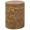 Beliani Mesa Auxiliar De Madera De Teca Clara ⌀ 35 Cm BRANT