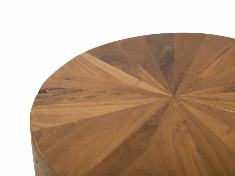 Beliani Mesa Auxiliar De Madera De Teca Clara ⌀ 35 Cm BRANT - Imagen 5