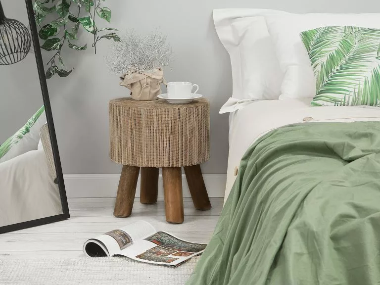 Beliani Mesa Auxiliar De Madera De Teca Clara ø 35 Cm TULITA - Imagen 2