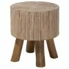 Beliani Mesa Auxiliar De Madera De Teca Clara ø 35 Cm TULITA