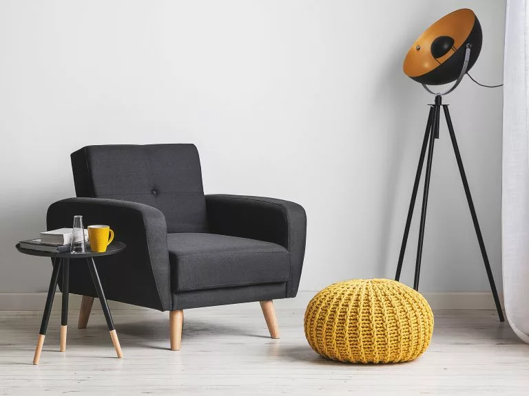 Beliani Sillón De Poliéster Negro FLORLI - Imagen 2