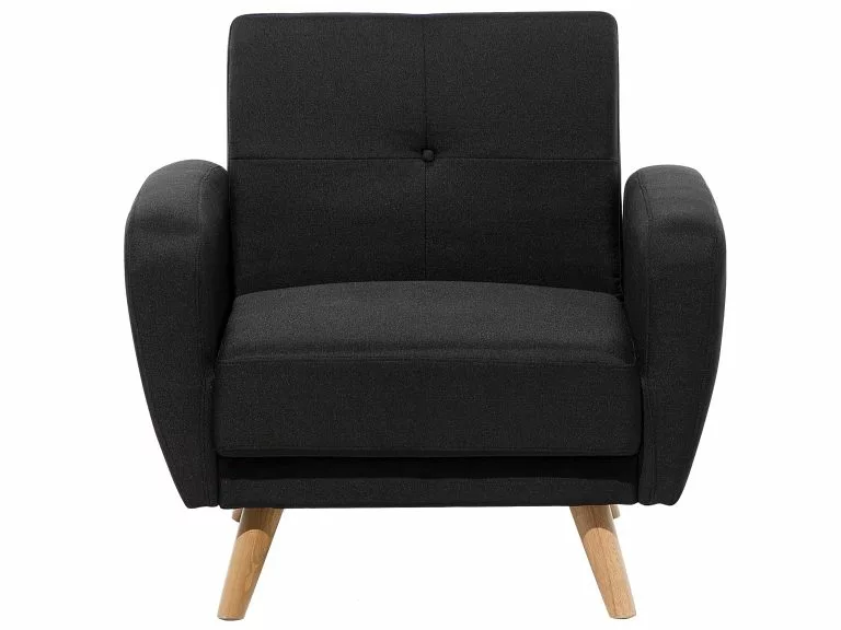 Beliani Sillón De Poliéster Negro FLORLI - Imagen 6
