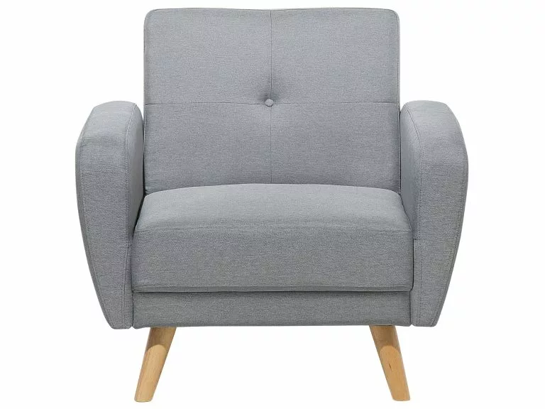 Beliani Sillón De Poliéster Gris Claro FLORLI - Imagen 5