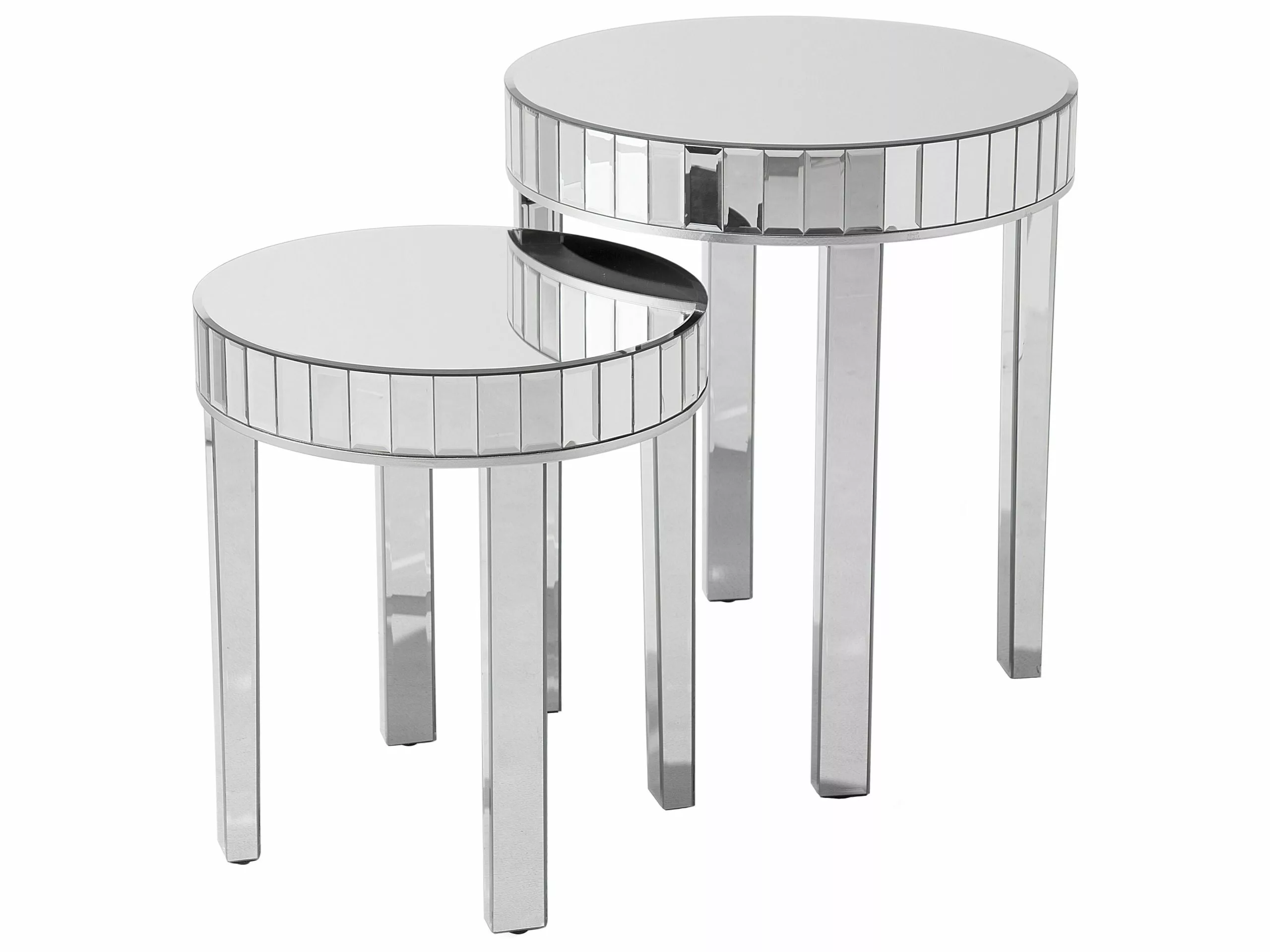 Beliani Conjunto De 2 Mesas De Centro De Vidrio Plateado RIMARDE