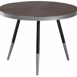Beliani Mesa De Centro Madera Oscura/negro/plateado ⌀ 61 Cm RAMONA