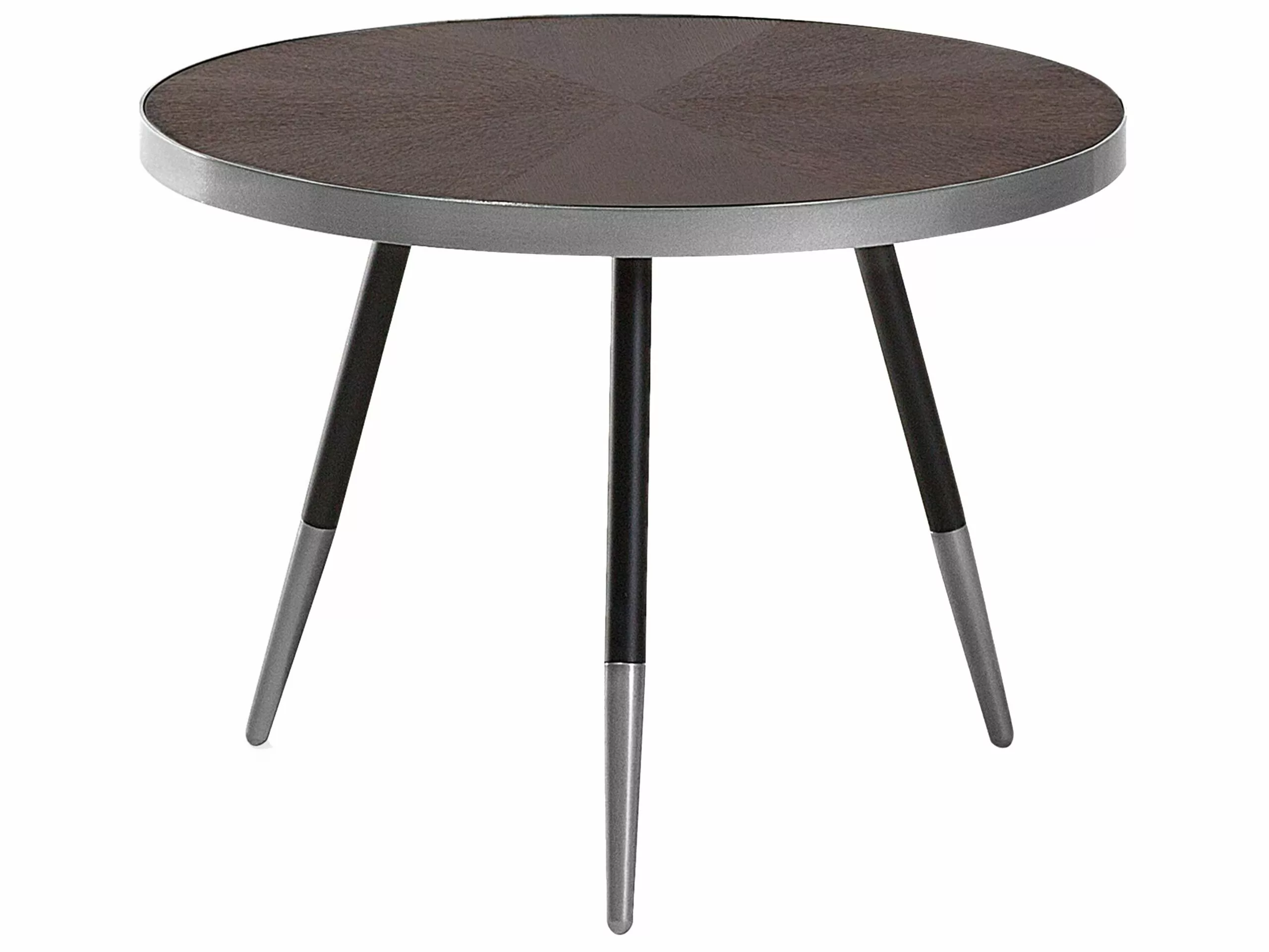 Beliani Mesa De Centro Madera Oscura/negro/plateado ⌀ 61 Cm RAMONA