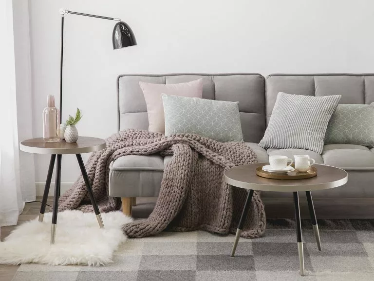 Beliani Mesa Auxiliar Madera Oscura/negro/plateado ⌀ 44 Cm RAMONA - Imagen 2