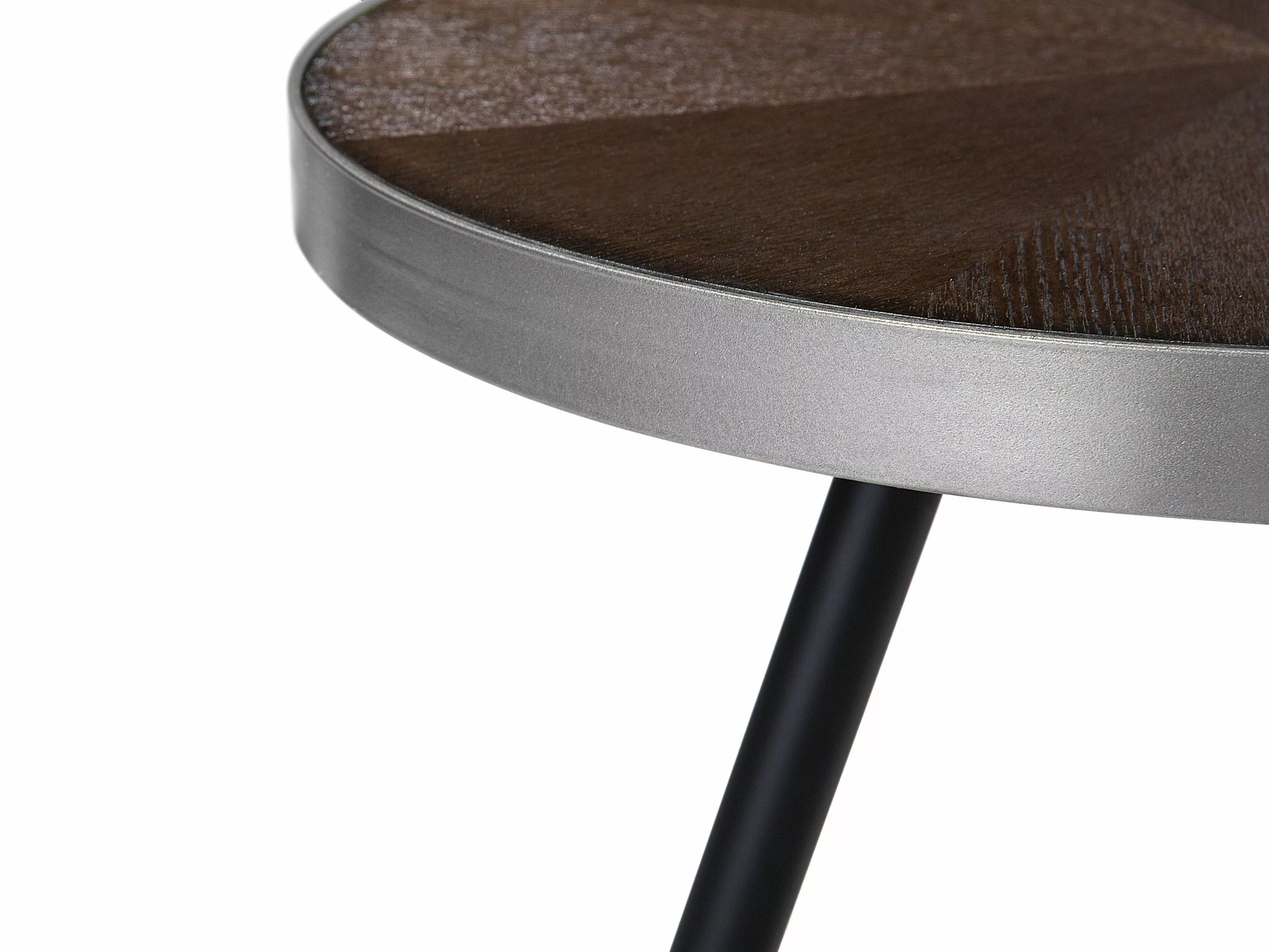 Beliani Mesa Auxiliar Madera Oscura/negro/plateado ⌀ 44 Cm RAMONA - Imagen 7